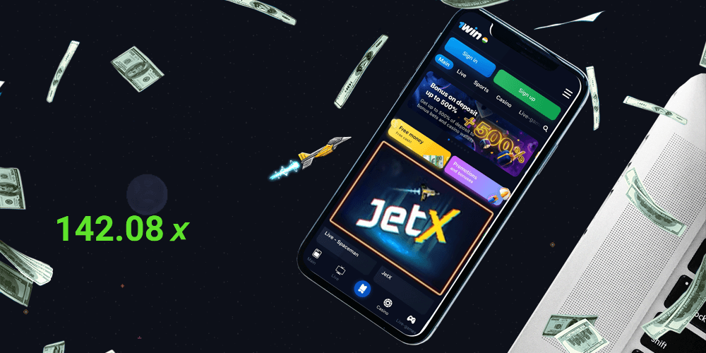 Jogar por dinheiro real no jogo online Jet X 1win é o principal tipo de jogo
